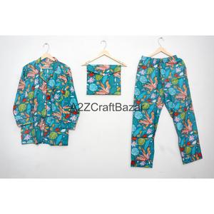 Conjunto de Ropa de Dormir para Mujer, Hecho a Mano, con un Hermoso Diseño Romántico, 100% Algodón, Estampado Floral - Product Image 6