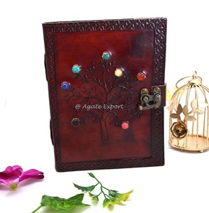 Journal en cuir vintage Journal en cuir avec mandala floral et lapis lazuli incrustation Journal en cuir signet prière - Product Image 6