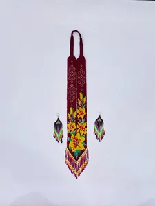 Ensemble collier et boucles d'oreilles TRENDY BEAUTY en perles de rocaille style bohème : Bijoux tribaux | Unique | Collier et boucles d'oreilles pour femme africaine, idéal pour les fêtes et comme cadeau - Product Image 6