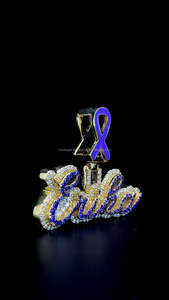 Personalizado dos tonos Iced Out púrpura Moissanite nombre colgante VVS Moissanite letra colgante plata 925 chapado en oro joyería de Hip Hop - Product Image 6