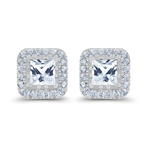 Gourik Fine Jewelry 925 <b>Sterling</b> <b>Silver</b> Lab Created White Sapphire <b>Stud</b> Earrings Trendy Cushion Cut Wedding jewelry Wholesale - Product Image 1