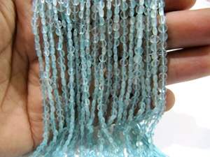 Perles facettées en apatite bleue naturelle, forme briolette, taille 4 mm, longueur 13 pouces - Product Image 6