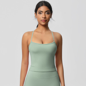 <b>White</b> <b>Backless</b> Scoop Neck High Waist Leggings Sleeveless Crop <b>Top</b> 3-Piece Set Seamless Breathable Spandex/Nylon Solid Yoga Wear - Product Image 3