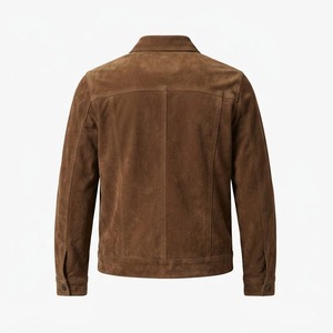 <b>Men's</b> Suede <b>Trucker</b> <b>Jacket</b> Brown Real Leather Button Up Western <b>Trucker</b> Coat - Product Image 4