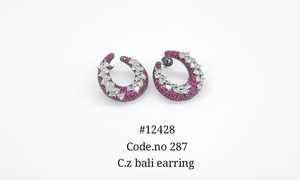 Boucles d'oreilles clous Bali en zircone cubique 12428, plaquées rhodium, en laiton, avec pierres incrustées, bijoux de mode pour femme, pour soirée - Product Image 3