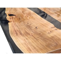 Table à manger pliable en bois massif Akku Arts, design moderne et luxueux, finition époxy noire, meubles pour la maison et l'appartement