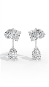 Radiant Cut Lab Grown Diamond <b>Studs</b> 925 Sterling Silver Basket Solitaire Fine Jewelry Earrings For Women - Product Image 4