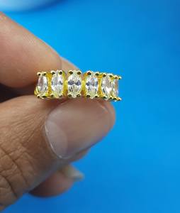 Bague empilable en moissanite taille marquise plaquée or pour femme, en argent 925 original, pour un charme unique, cadeau pour bijoux de mariée - Product Image 1