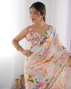 Dupatta en Chiffon Lourd Imprimé Floral pour Femme, Style Indien et Pakistanais Traditionnel, Tenue Décontractée Longue et Ample, Style Estival - Product Image 6