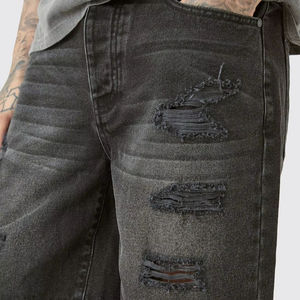 Shorts en jean délavé léger pour homme, coupe droite, en mélange de coton respirant, style décontracté OEM/ODM - Product Image 1