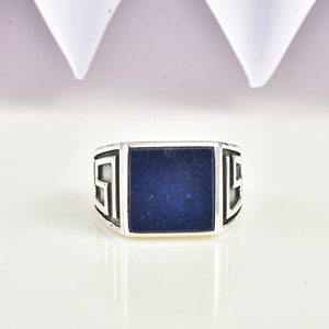 Anillo de Lapislázuli Hecho a Mano de Lujo para Hombre, Anillo de Plata de Ley 925, Anillo de Declaración para Hombre, Anillo de Regalo de Aniversario para Novio - Product Image 3
