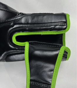 Gants de boxe noirs et verts en PU avec fermeture Velcro, respirants, équipement d'arts martiaux pour adultes - Product Image 6