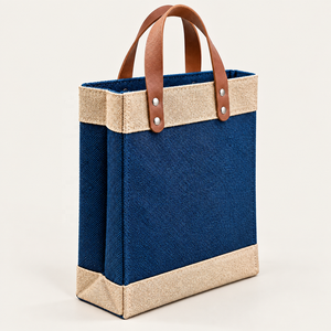 Custom Juco Shopping Tote <b>Bag</b> with PU Leather Handles Eco Friendly Grocery Retail Carry <b>Bag</b> Promotional <b>Gift</b> <b>Bag</b> Bulk - Product Image 1
