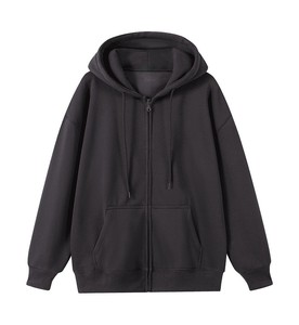 Sudadera con capucha de algodón y poliéster con cremallera, de color sólido, corte holgado, 450g, con logotipo bordado personalizado, precio de fábrica de Bangladesh y China, venta al por mayor. - Product Image 1