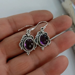 Amethyst 925 Sterling <b>Silver</b> <b>Dangle</b> Drop handmade <b>Earrings</b> - Product Image 5