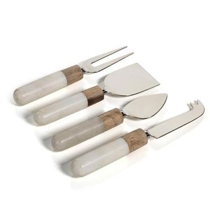 Juego de cuchillos para queso con mango de madera de aspecto clásico, hojas de acero inoxidable, apto para lavavajillas. - Product Image 5