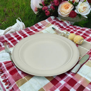 Taiwan biodégradable compostable 9 pouces-3 Com plateau de repas sans PFAS D226xH19.6mm,15g fabriqué en usine 100% biodégradable - Product Image 2