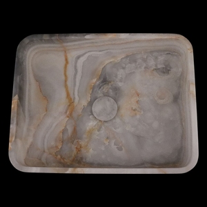 Lavabo Rectangular de Ónix Azul, Lavabo de Piedra Natural con Acabado Cepillado, Resistente al Fuego, Moderno, para Cocina, Comedor, Sala de Estar - Product Image 1
