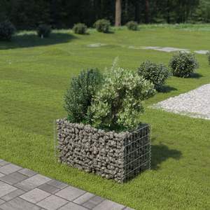 Jardinière surélevée en gabion d'acier galvanisé argenté pour légumes, usage extérieur - Product Image 3