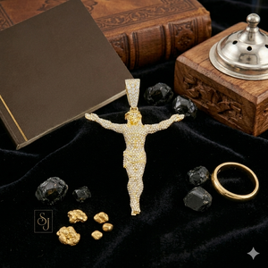 Custom Iced 10K <b>Solid</b> Gold Peace Minimalist Jesus Crucifix Brilliant Cut Lab Grown Diamond Pendant Charm <b>Necklace</b> Christian - Product Image 6