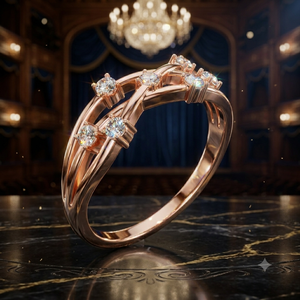 Bague de luxe en or rose multi-pierres entrecroisées pour femme, bijou de mode ouvert pour mariage et anniversaire, cadeau - Product Image 1