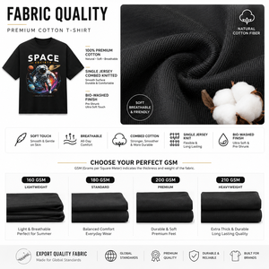 Camiseta Negra de Manga Larga para Hombre con Estampado de Astronauta de Space Society, Cuello Redondo, Corte Holgado, Informal, Tejida, 100% Algodón, Estampado por Transferencia de Calor - Product Image 6