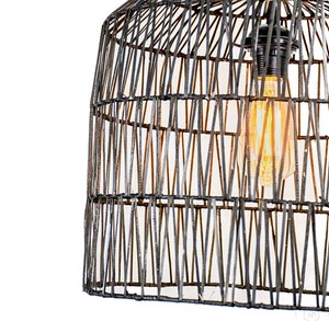 โคมไฟเพดาน LED หวายสีดำ |   หลอดไฟ E27 |   กรงสานแขวนสำหรับใช้ในโรงแรม |   โคมไฟเพดานสไตล์โบโฮอุตสาหกรรมสมัยใหม่ รุ่นกลาง - Product Image 3