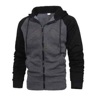 เสื้อฮู้ดซิปผู้ชาย แขนเสื้อแบบแร็กแลน สีเทา-ดำ  แบบสวมใส่สบาย - Product Image 1
