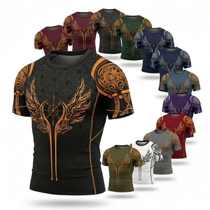 เสื้อรัดกล้ามเนื้อแบบสั่งทำ OEM ลดราคาพิเศษ พร้อมโลโก้แบบซับลิเมชั่น แขนสั้น สำหรับ MMA BJJ เล่นเซิร์ฟ ออกกำลังกาย ฟิตเนส กางเกงผู้ชาย - Product Image 1