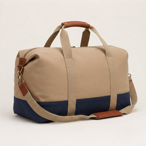 Eco Friendly Custom Size Jute <b>Duffle</b> <b>Bag</b> Luxury <b>Leather</b> Trim Casual Travel Shoulder <b>Bag</b> Zipper Closure Unisex Multi-Use - Product Image 6