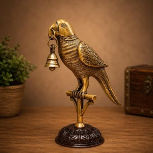 Sculpture de perroquet en laiton vintage indien SHUBHAM, figurine d'oiseau imitation antique, décoration de maison en métal, cadeau - Product Image 2