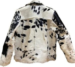 Veste de moto en cuir véritable pour homme, imprimé animal, col rabattu, fermeture éclair, coupe classique, pour l'automne - Product Image 4