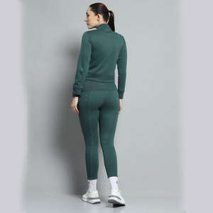 Nouvel ensemble de survêtement sportif respirant 100 % coton de haute qualité avec logo personnalisé pour femme, taille plus, ensemble jogging 2 pièces avec fermeture éclair pour l'entraînement - Product Image 3