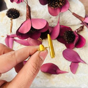 Geometric Bullet <b>ring</b> 18k Gold plated Brass <b>ring</b> Spike <b>Open</b> Modern <b>ring</b> for women - Product Image 5