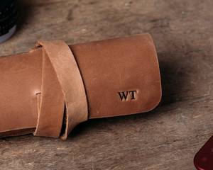 Real Leather Cable Organizer Vintage Cord Wrap Earphone Wire Management <b>Tech</b> Accessories Case Bulk Custom Logo LCO-0023 - Product Image 5