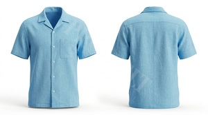 Chemise décontractée tendance à manches courtes pour homme, coupe ajustée, en mélange de lin léger, style boutonné, idéale pour l'été - Product Image 6