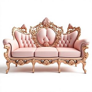Traditional Solid Teak <b>Wood</b> Convertible Foam Filled 3 Seater Luxury Royal Carved Living Room <b>Sofa</b> Set with Durable <b>Frame</b> - Product Image 1