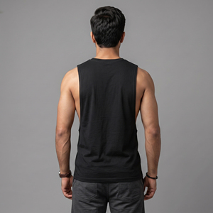 Débardeur côtelé 2x1 à col ras du cou en coton 100% filé à l'anneau respirant pour homme – Nouvelle collection très prisée - Product Image 2