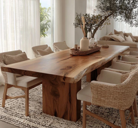 Ensemble de table à manger en bois de haute qualité, table en bois massif en noyer d'Amérique du Sud avec finition époxy, table à manger unique