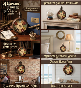 Rustic Wood Analog Compact Battery Powered Round Quartz <b>Table</b> <b>Clock</b> Antique Style Decorative Timepiece for Living Room - Product Image 3
