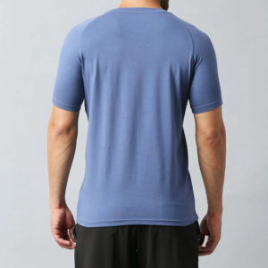 Camiseta de Manga Corta para Hombre, Cuello Redondo, Color Azul Sólido, Corte Holgado, 100% Algodón Canvas, Transpirable, Ecológica, Estilo Hip Hop - Product Image 3
