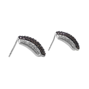 1.26 Cttw White & Brown Diamond Stud <b>Earrings</b> 925 Sterling Silver, Round Cut Natural Diamond <b>Earrings</b> for Women, Push <b>Back</b> - Product Image 2