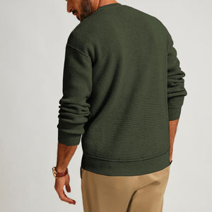 Pull-over en coton mélangé anti-rétrécissement, couleur chinée, coutures contrastées, séchage rapide, personnalisable sur le devant, basique d'hiver de haute qualité - Product Image 2