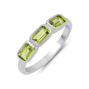 Minimalist 925 Sterling Silver Emerald Cut Natural Garnet Three Stone Stackable Band <b>Ring</b> for Women - Product Image 5