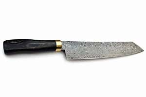Couteau de cuisine professionnel en acier Damas forgé à la main, couteau de chef japonais avec manche en bois dur foncé - Product Image 6