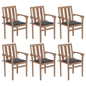 Set di 6 Sedie da Giardino in Legno di Teak Design Impilabile Standard - Product Image 1