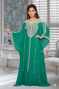 Caftán Abaya Tradicional Musulmán Marroquí con Cuentas de Piedra, Diseño Casual Hecho a Mano Antiestático 2026 - Product Image 2