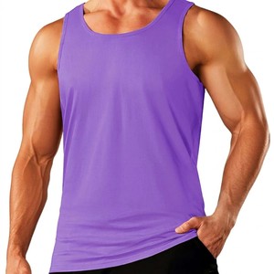 Camiseta sin mangas morada para hombre, chaleco de gimnasio de alto rendimiento, de secado rápido, para fitness, elástica, ropa deportiva, OEM personalizado - Product Image 5