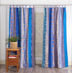Rideaux de fenêtre en coton traditionnels, jaunes, style patchwork bohème, draperies décoratives pour l'intérieur de la maison - Product Image 5