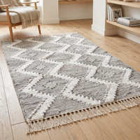 Tapis Kilim en Jute Naturel Tissé à la Main, Motif Losanges, Résistant aux Animaux, Couleurs Personnalisables pour Salons Modernes et Espaces Côtiers